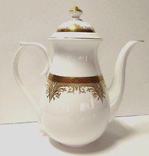 Caverswall Teapot / Coffee Pot Fine Bone China Gold Gilded Hand Painted England picture