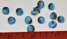 VINTAGE TURQUOISE millefiore BUTTONS JAPAN GLASS BEADS • 9mm FLORAL picture