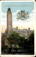 Vintage Postcard Westminster Catholic Cathedral London Arms of City England picture
