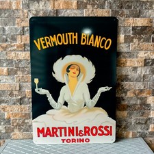 Vintage MARTINI &ROSSI VERMOUTH BIANCO Lady Hevy Metal Sign-24