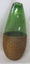 Vintage Italy Italian Glass and Wicker Wine Bottle Carafe 22.5