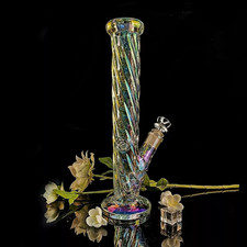 12inch Thick 7mm Iridescent Beaker BONG Glass Water Pipe Heavy Model picture