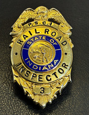 Vintage Obsolete P.S.C.I. Indiana State Railroad Inspector Badge #3 Low Number picture
