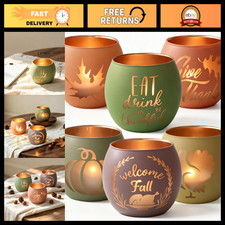 Thanksgiving Votive Candle Holders Set of 6 - Fall Table Centerpiece Decor picture