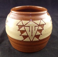 Vtg. Signed M Black Tail Deer Sioux Pottery Vase  signed GARNETT picture