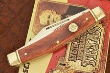 SCHRADE WALDEN REMEMBER THE ALAMO SMOOTH RED BONE STOCKMAN KNIFE IN TIN NICE picture