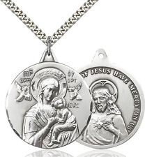 Men's 925 Sterling Silver Perpetual Help Virgin Mary Medal Necklace Pendant picture