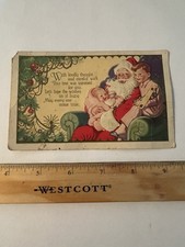 Antique Christmas Postcard Embossed Santa Claus 1924 Posted Vintage Holiday picture