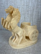 Roman Chariot Horse Pen Holder Vintage Resin Desk Decor 017/2 574 picture