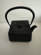 Antique Japanese Cast Iron Nanbu Teapot Kettle Small Metal Tetsubin Square Pot picture