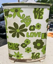 1960’s 70's Pearl Wick Rare Vintage Psychedelic Flower Power Love Wicker Hamper  picture