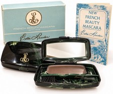 Vintage Estee Lauder French Beauty Cake Mascara Tortoise Brown Compact Box picture