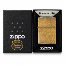 Zippo Antique Brass Windproof Lighter New in Box Made in USA Classic Refillable picture