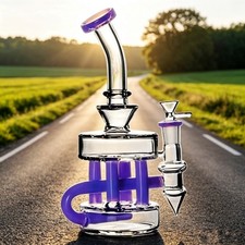 lavende tube pipes bong recyclin Helix rig  Glass Water Hookah fab egg 14mm bowl picture