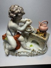 Antique Meissen C97 Allegory of Fire Putto Hot Chocolate Porcelain Figurine picture