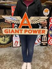 Antique Vintage Old Style Sign Flying A Giant Power Made in USA picture