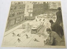 1889 magazine engraving ~ STRIKERS...ON TENTH AVENUE, NEW YORK CITY picture