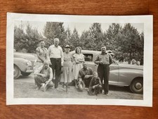 Vtg Found Photo Family Posing In Front Classic Car 1950s 3 x 4 Suburbia picture