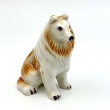 Vintage Bone China Sitting Collie Dog Mini Figurine 3