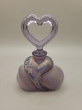 Fenton Iridescent Purple Hand Painted Signed Perfume Bottle Heart Stopper  picture