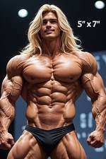 Long Haired Blonde Male Bodybuilder 5x7 Fantasy Photo Photograph Reprint SR01 picture