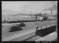 Photo:Oswego New York 1940s Oswego River Bridge Port of Oswego Waterfront picture