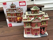 Holiday Time Vntg Victorian Fire Department Building Christmas Village~Lights Up picture