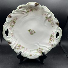 Vintage Handled Porcelain Serving Plate Gold Trim Roses Victorian Dish picture