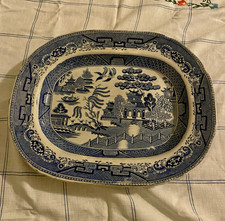 Antique S.W. Blue & White Ironstone Blue Willow Oval Platter 1860’s-1890’s picture