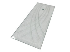 Brass Chandelier Beveled Glass Panel Curved Lines Clear 8 5/8 x 3.5 in Rectangle picture