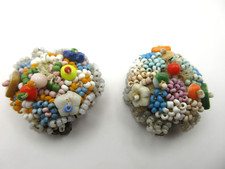 1900-1920s Antique Native American Seed Beaded Earrings Clip Multicolor READ picture