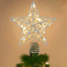 Joiedomi Christmas Tree Toppers, Glitter Silver Star Tree Topper Lighted with Wa picture