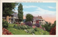 Linen PC * North Fourth Street Homes Residence Street Burlington Iowa 1940s picture
