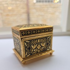 Vintage Damascene Jewelry Box With Birds  picture