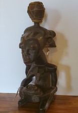 Antique African Bambara Tribe Fertility Statue Mali hand carved Authentic 21 in picture