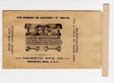 C. 1915 Majestic Mfg Co Worcester Mass V-Belt Fastener Advertising Envelope NOS picture