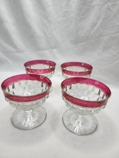 Vintage Indiana Glass Whitehall Colony Ruby Flashed Footed Sherbet Cups Set/4 picture
