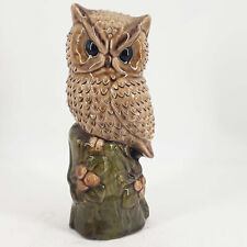 Vintage Mid Century Hand Made Glazed Art Pottery ceramic owl figurine picture