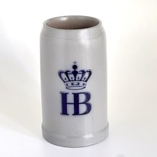 Hofbräuhaus München HB Crown 1 Liter Beer Stein Glazed German Stoneware Mug picture