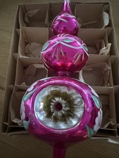 Vintage Large Triple Indent Glass Poland Christmas Tree Topper ( No Box ) picture
