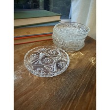 VTG Anchor Hocking Glass Coasters Mixed Set 3 EAPC Star of David 3 Stars & Bars picture