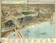 Chicago 1893 World's Columbian Exposition Vintage Map Photo Reprint Wall Art picture