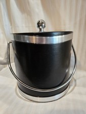 Vintage 1970's Elegance by Kraftware Silver & Black Ice Bucket w/ Lid and Handle picture