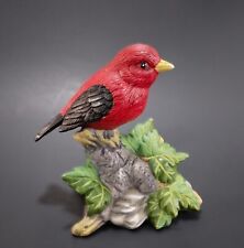 Vtg Bird Figurine Scarlet Tanager Bisque Porcelain 3.5