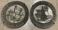 Pair Of Hudson Fine Pewter Angel Plates 1980 1981 Numbered 5-3/4