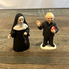 Vintage Lefton Nun And Pastor Figurine picture