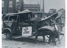 1920s St Louis Car Crash He Was In A Hurry Traffic Warning Glass Negative OOAK picture