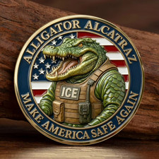 Alligator Alcatraz ICE Challenge Coin Make America Safe Again Funny Collectible picture
