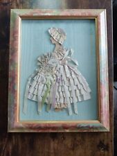 Vintage Framed Ribbon & Lace Bride Silhouette Pro Framing  picture