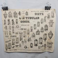 Rare Orig 1888 Lg Advertising Flyer Broadside Dietz Lanterns All Types & Stoves picture